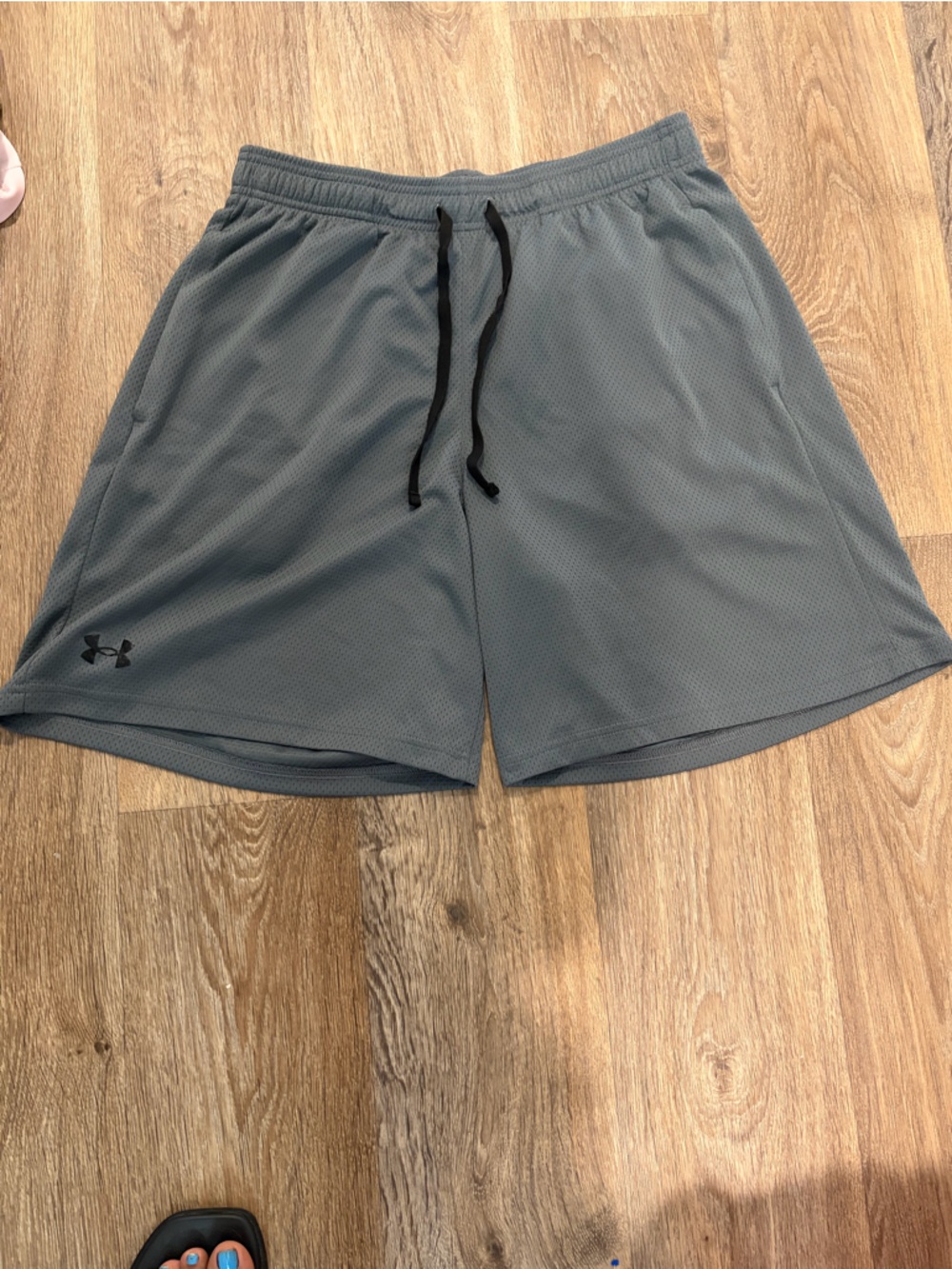 Under Armour Charcoal Gray Mesh Athletic Shorts with Black Drawstring